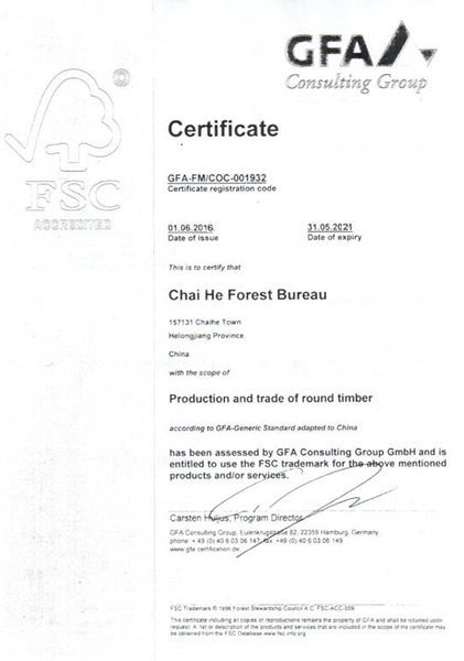 GFA Certificate